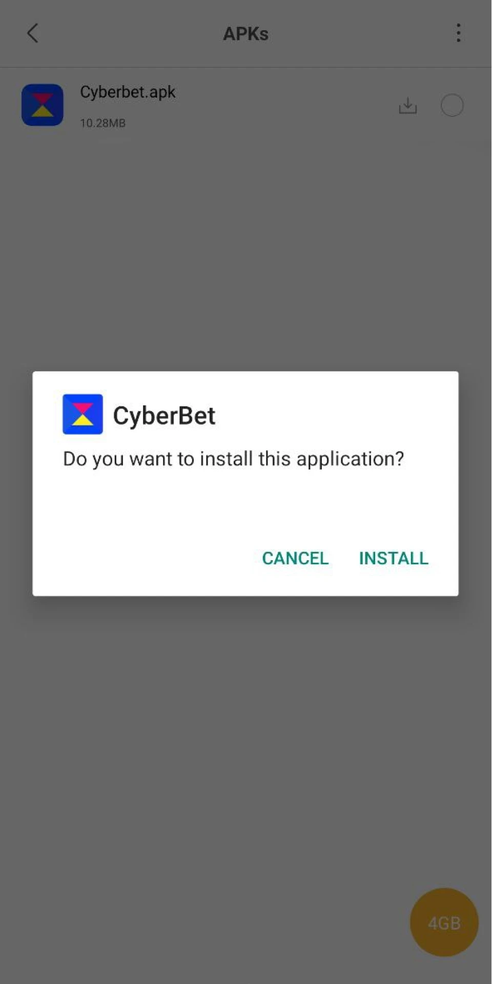Instala la aplicacion CyberBet y abrela.
