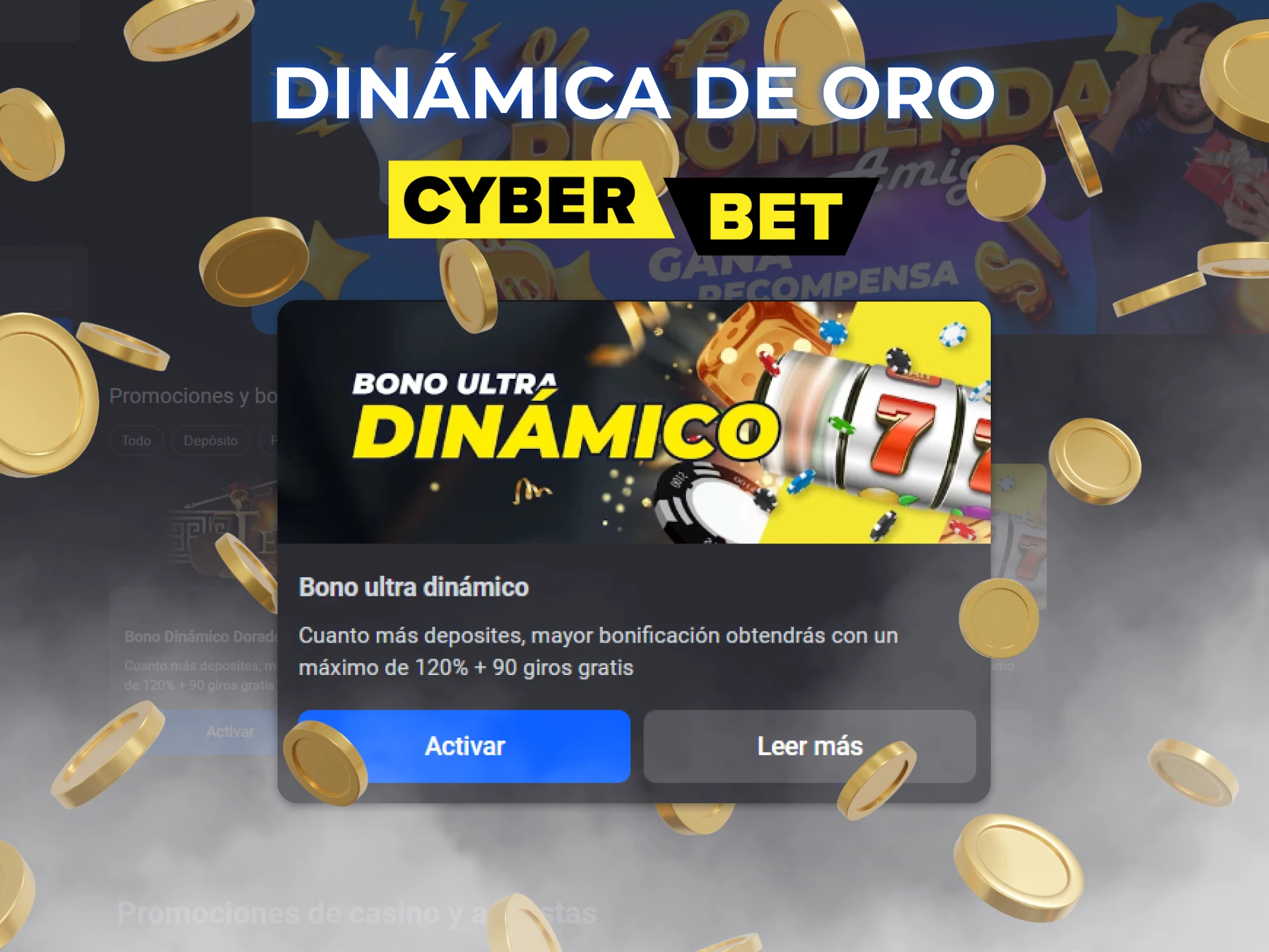 Con el bono de bienvenida de Cyber Bet puedes conseguir un bono de depósito del +150% y 100 tiradas gratis.