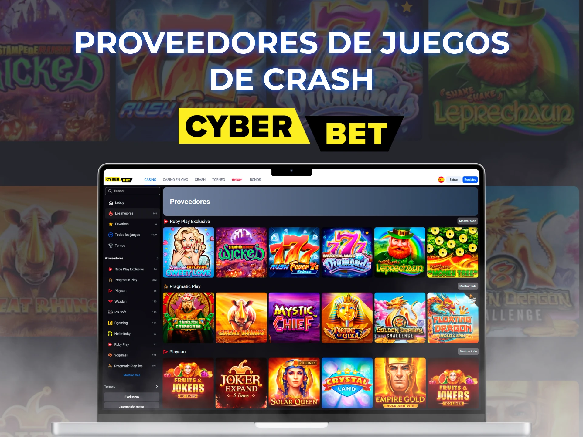 Elija estos proveedores para jugar juegos Crash en Cyber Bet.