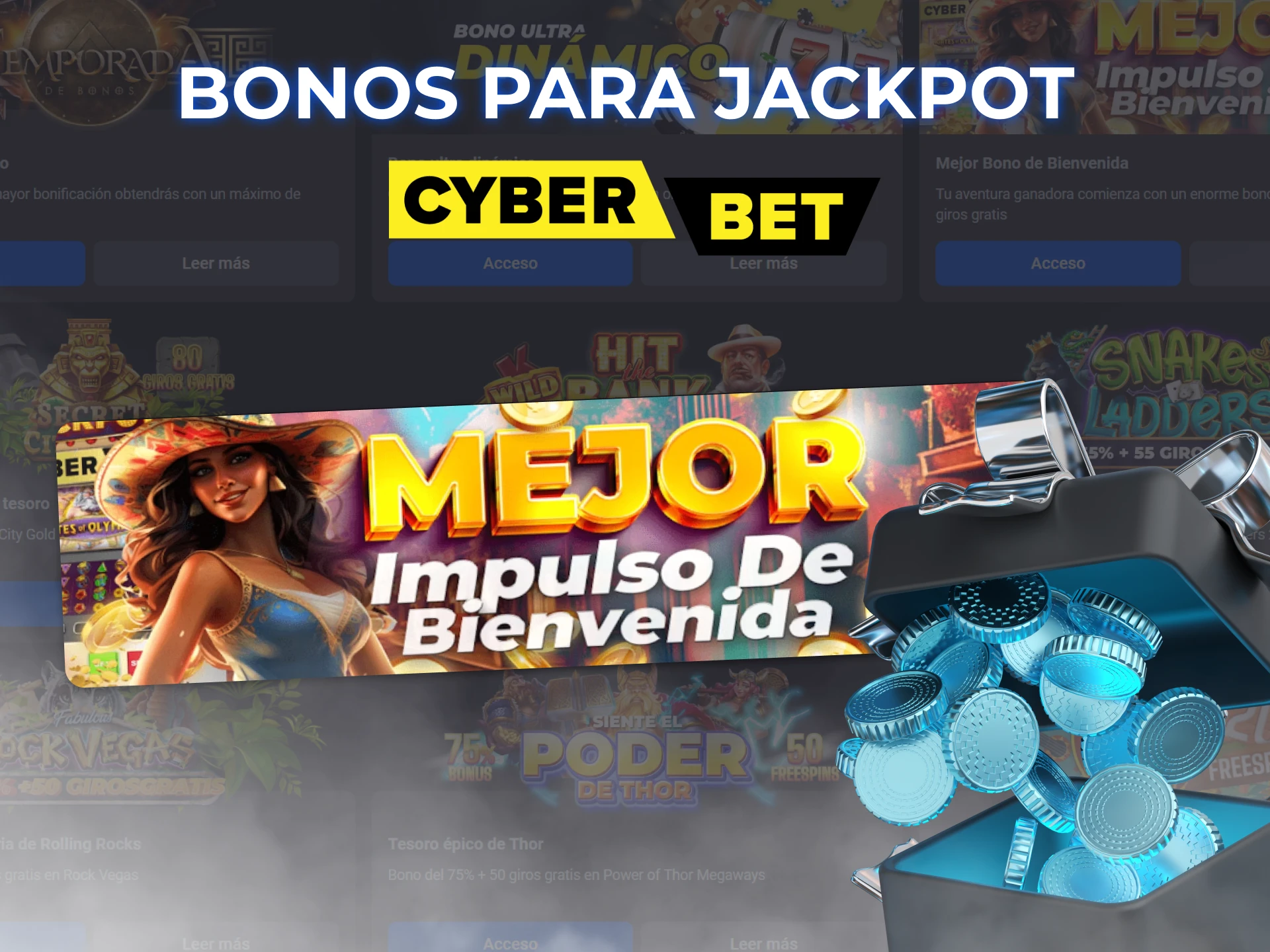 Utiliza el bono de bienvenida en Cyber Bet en los juegos con bote para aumentar tus ganancias.