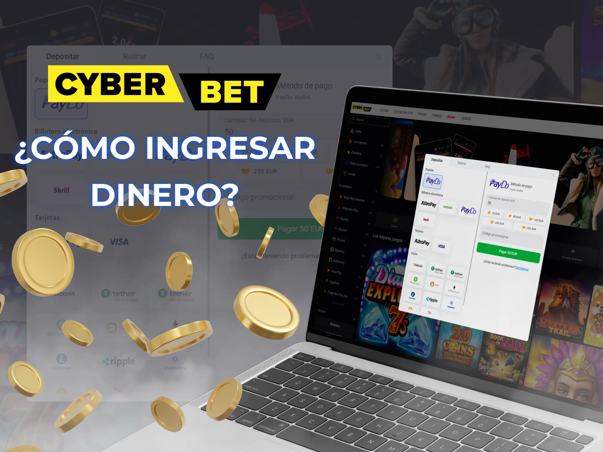 Deposite dinero en su cuenta Cyber Bet de la forma que más le convenga.