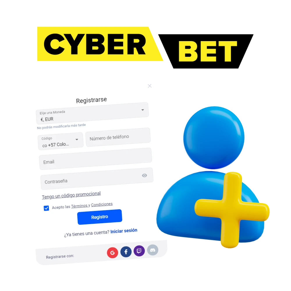 Regístrese en Cyber Bet Casino a través del sitio web oficial o la aplicación.