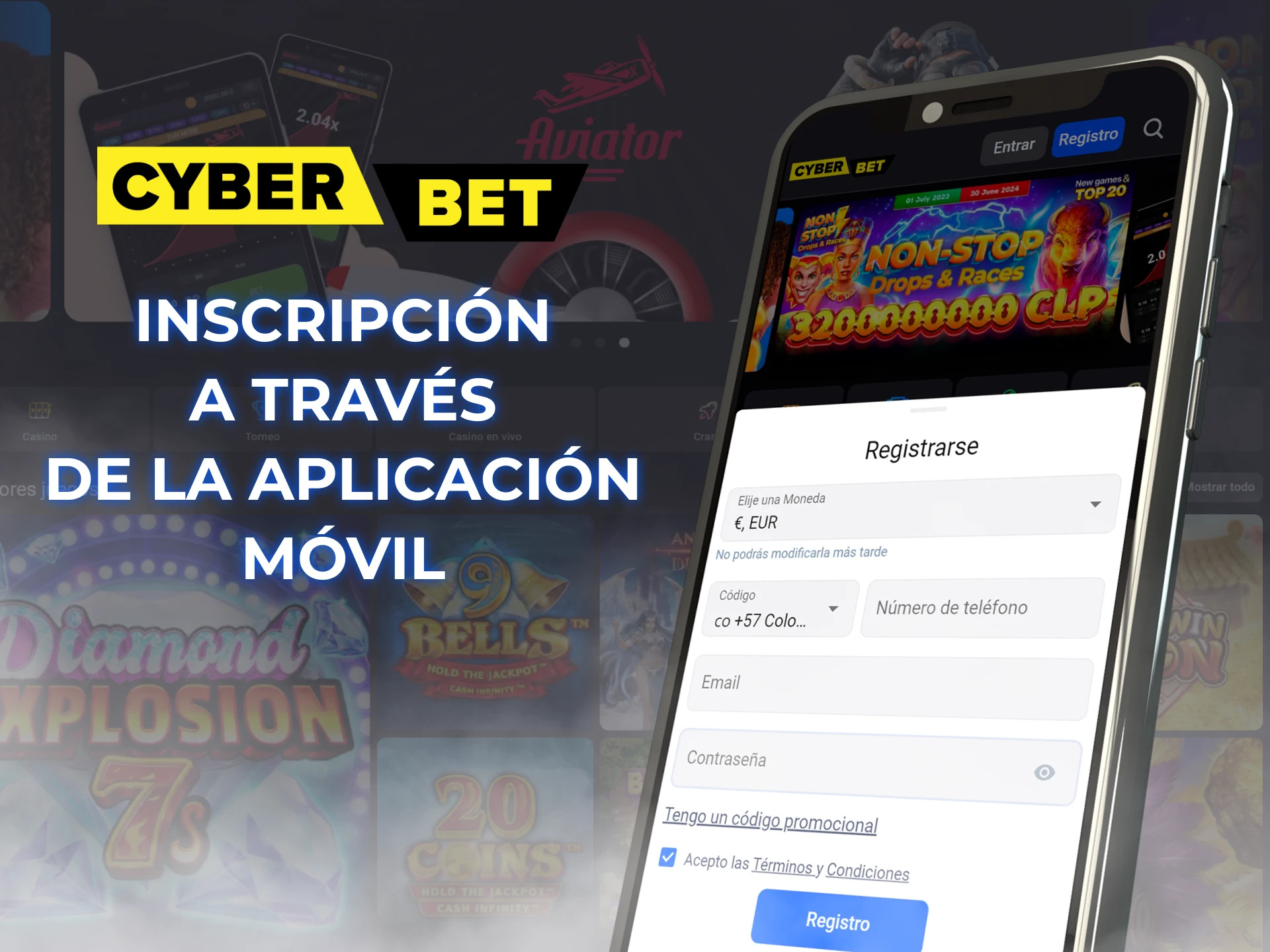 Crea tu cuenta Cyber Bet en la aplicación para Android e iOS.