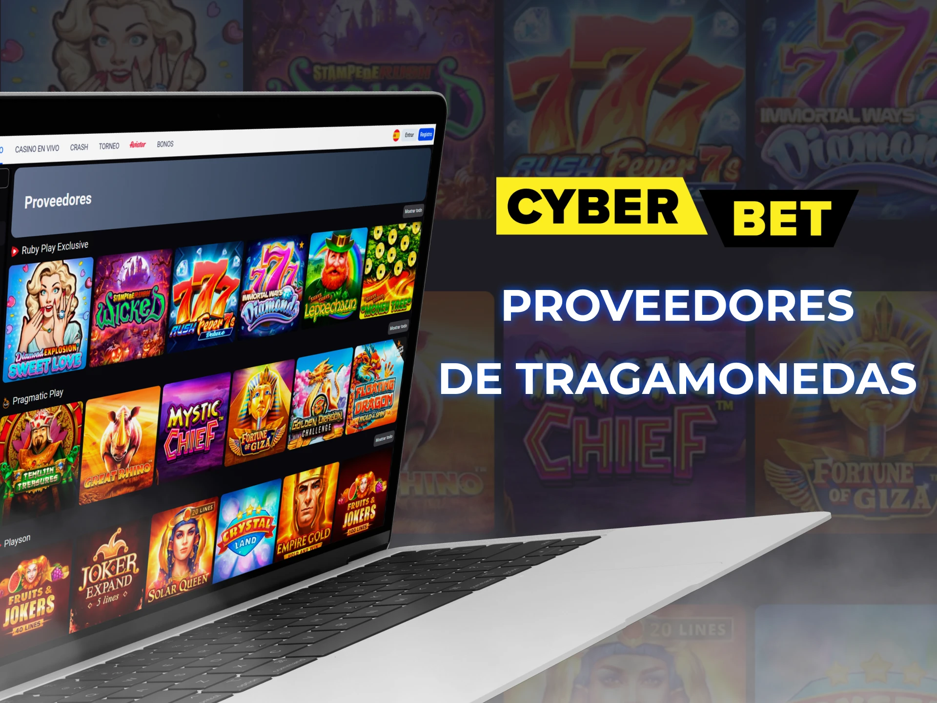 En Cyber Bet, elija estos proveedores de juegos para jugar tragamonedas.