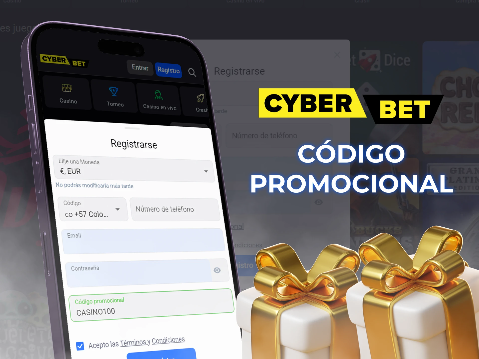 Utiliza el código promocional para recibir un bono de bienvenida en la aplicación Cyber Bet.