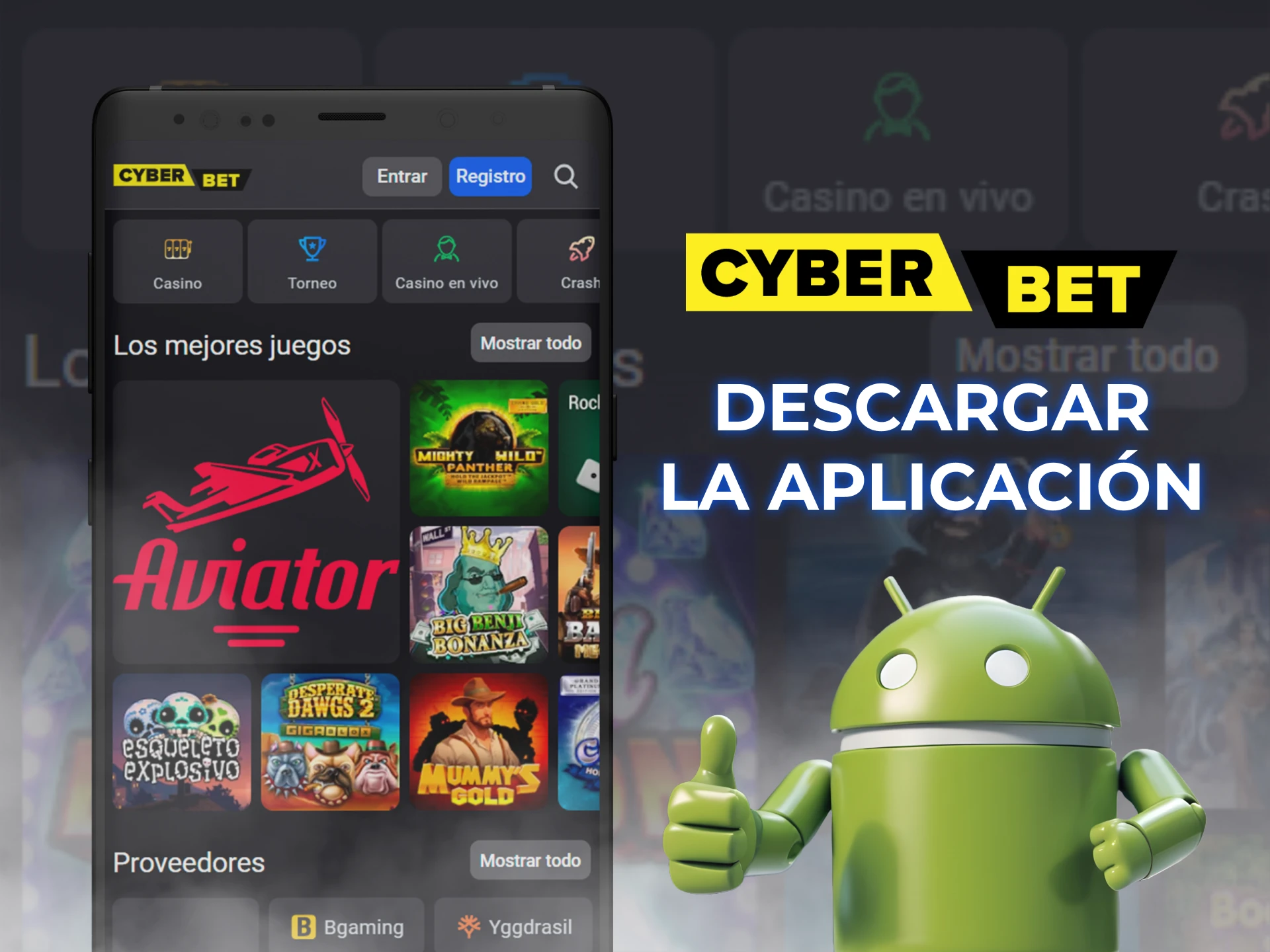 Descarga la aplicación Cyber Bet en tu dispositivo Android y juega en cualquier lugar.