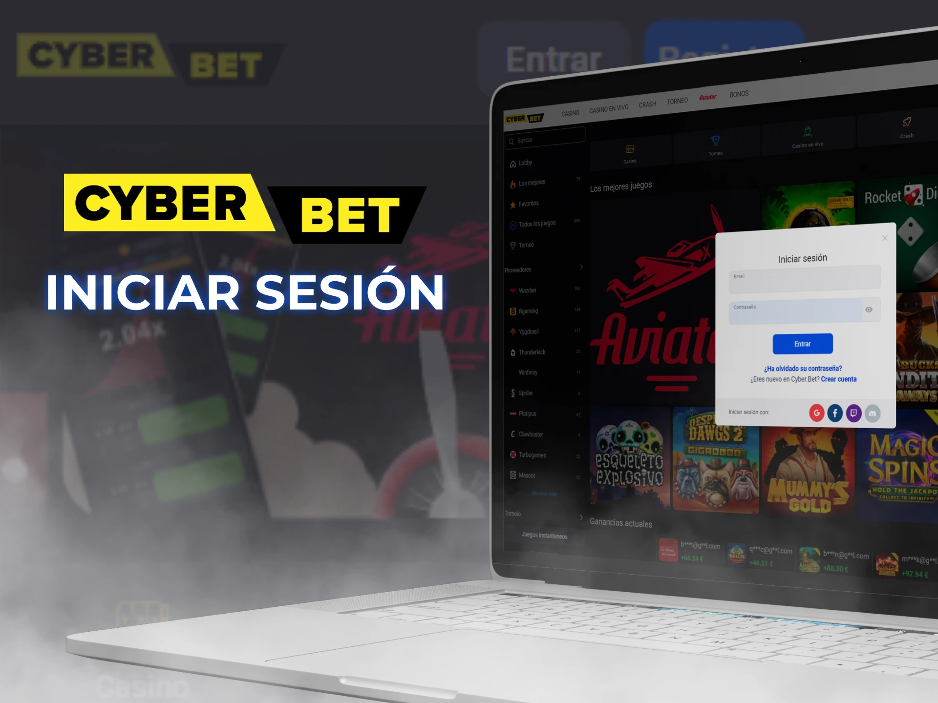 Acceda a su cuenta Cyber Bet en 3 pasos.